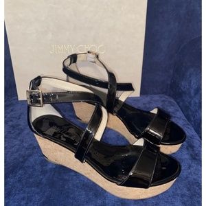 Jimmy Choo Portia Black Patent Wedges